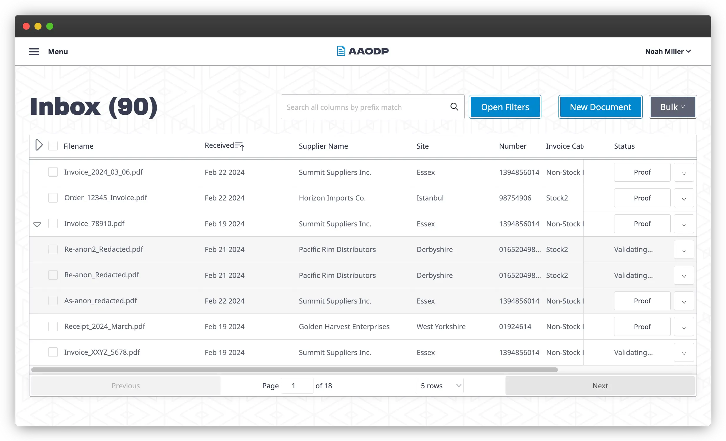 Automated AI OCR document processing app screenshot